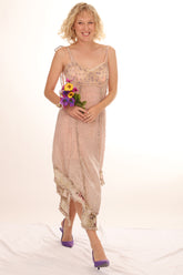 70s Lavender Ditsy Floral Flowy Asymmetrical Dress