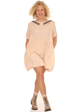 60s Peach Sailor Babydoll Dress