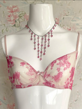 80s Fuchsia Victoria's Secret Floral Bra 34B. Underwire