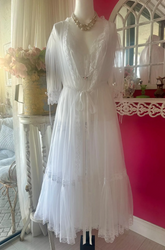 70s 80s White Sheer Peignoir Set from Lucious Laces.