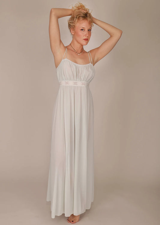50s OLGA Blue Lace Negligee Slip Dress