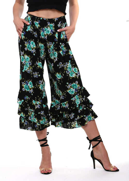 COURTNEY Black And Green Floral PantalOOnies