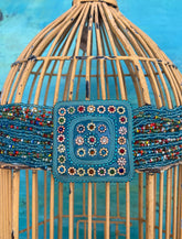 70s Turquoise Multi Strand Beaded Belt