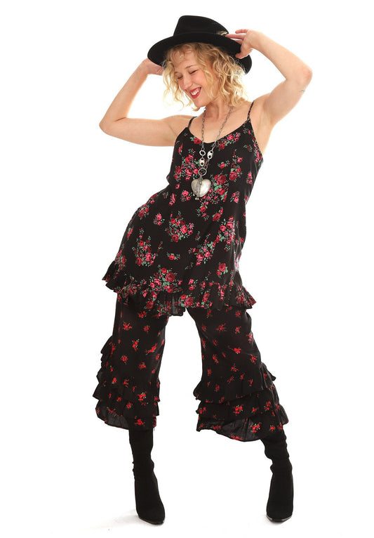 HANNAH Black And Red Rose Floral PantalOOnies