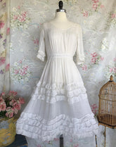 Antique Edwardian White Ruffle Tea Dress