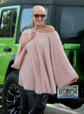 Pink Fuzzy Bell Sleeve Sweater