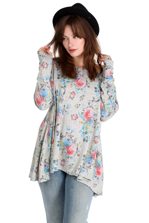 GREY FLORAL Frenchie Top