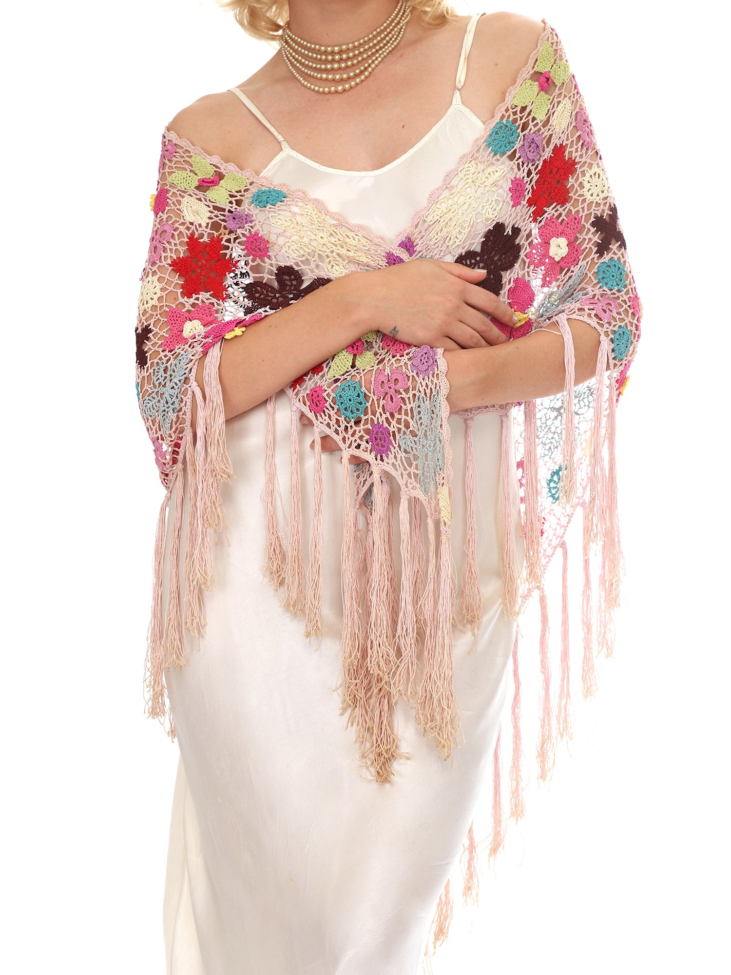 30s Embroidered Floral Shawl