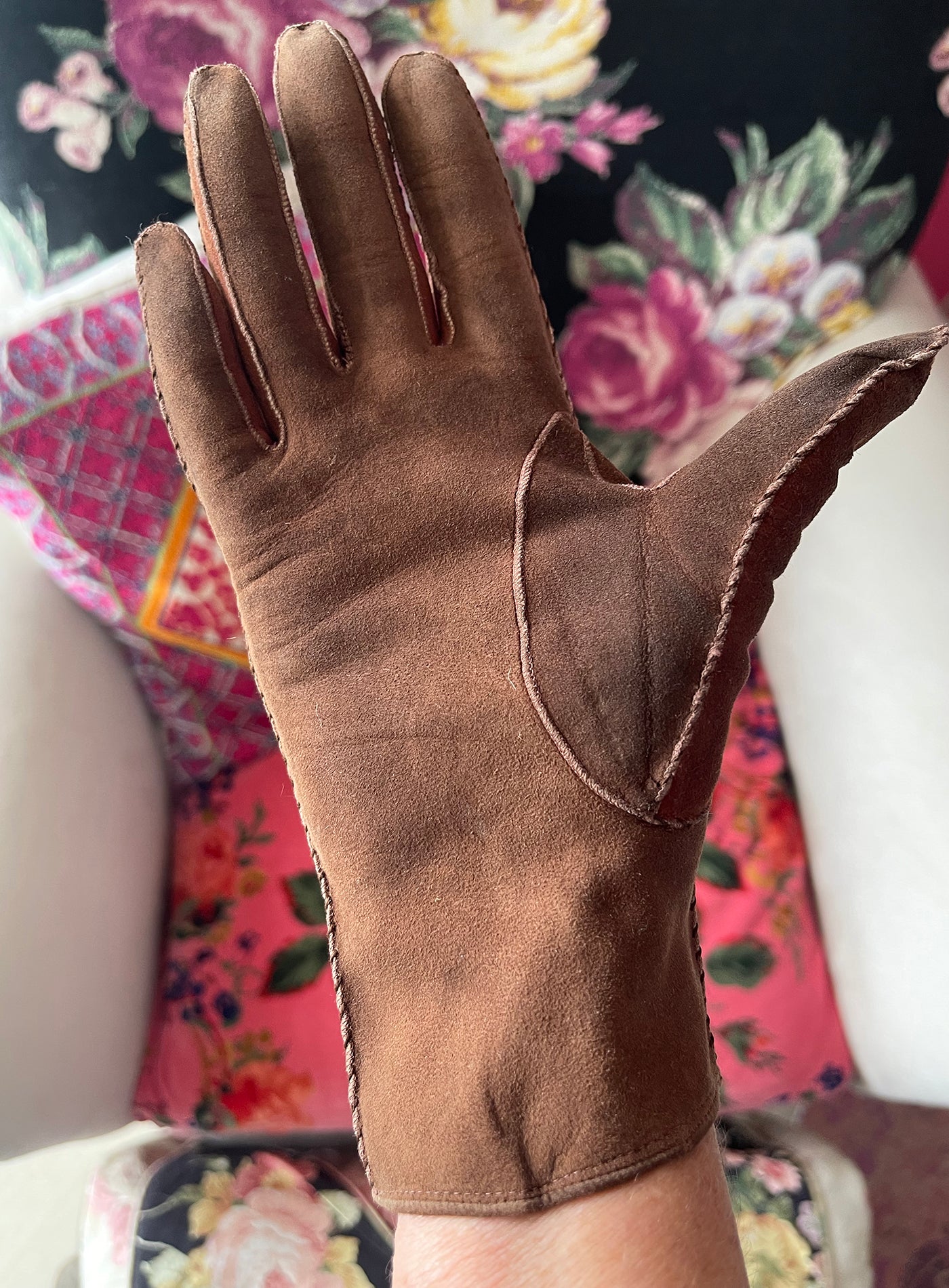 40s Suede Leather Hand Stitched Gloves