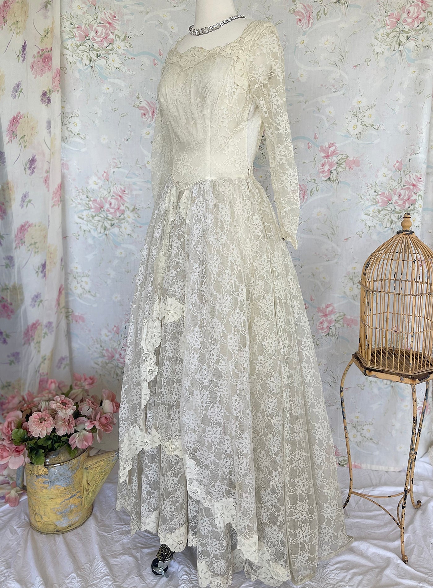 50s Ivory Lace Wedding Dress