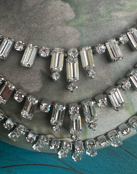 Vintage 1950s Rhinestone Chandelier Necklace
