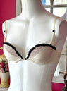 90s White and Black Lace Balconette Bra 34B