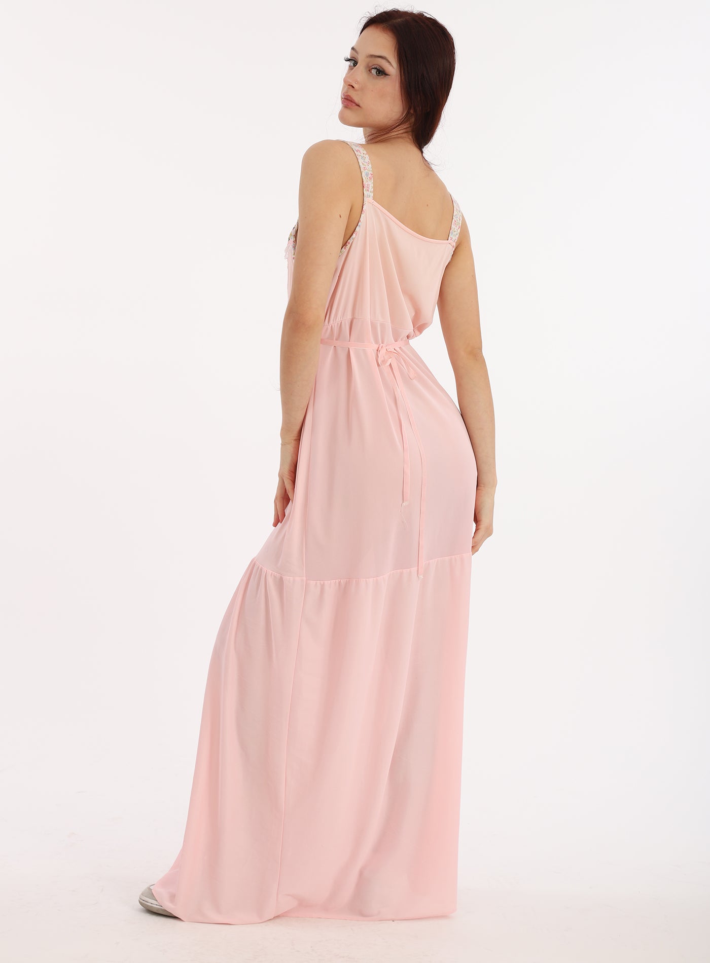 70s Baby Pink Jesica McClintock Style Ditsy Floral Slip Dress