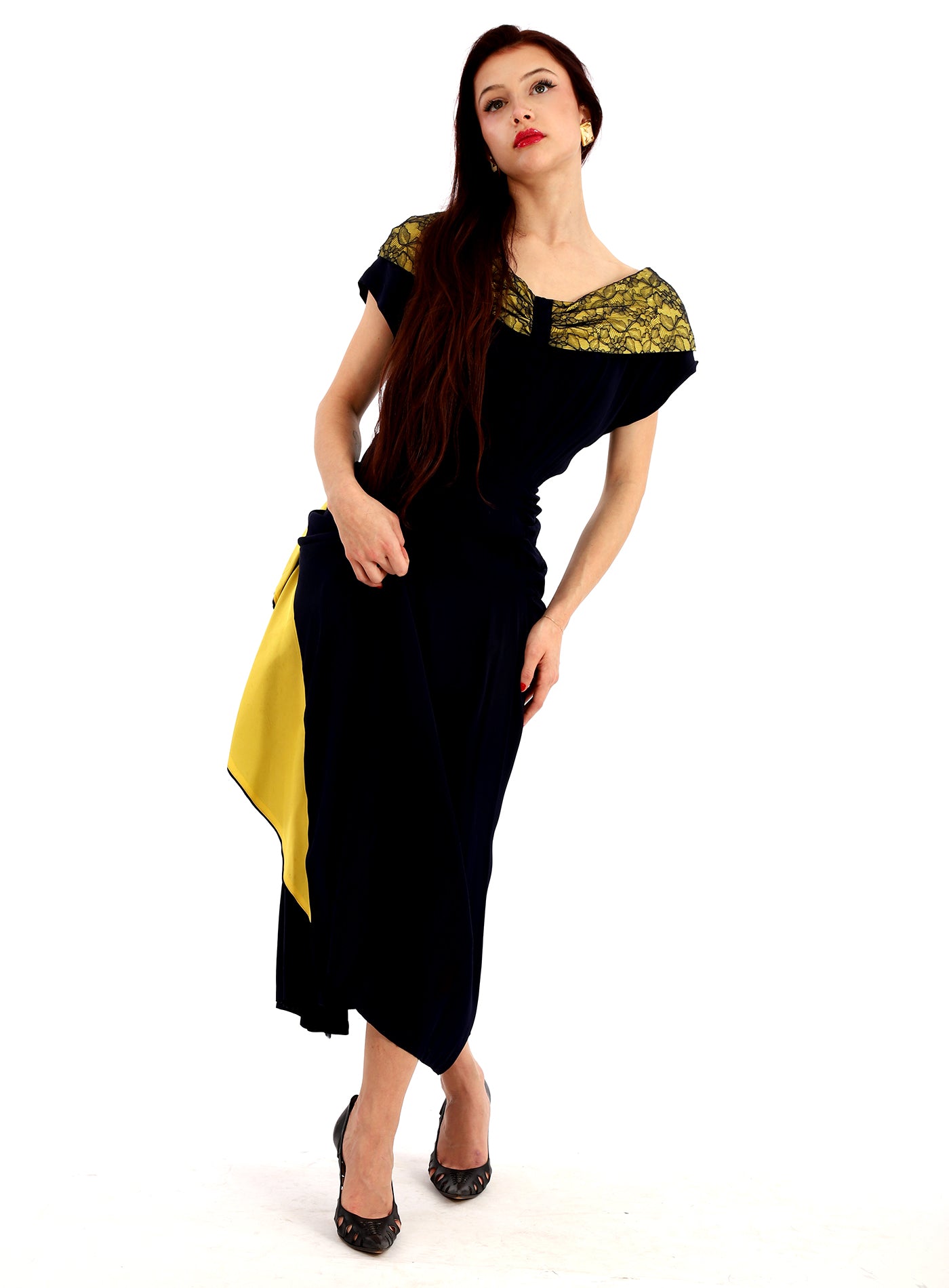 RARE Vintage 1940s Bustle Wiggle Dress