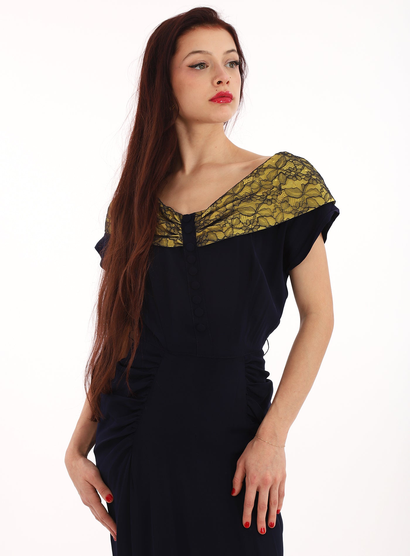 RARE Vintage 1940s Bustle Wiggle Dress