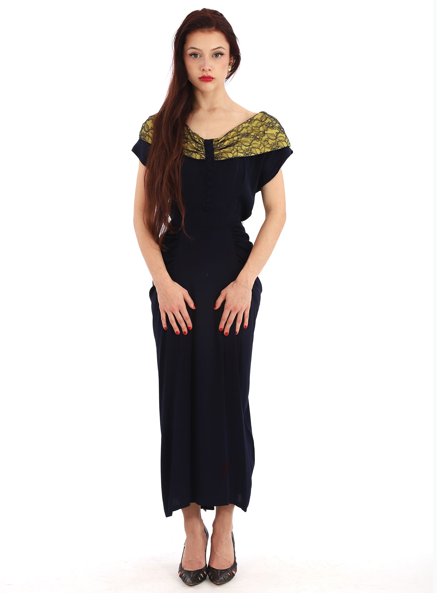 RARE Vintage 1940s Bustle Wiggle Dress