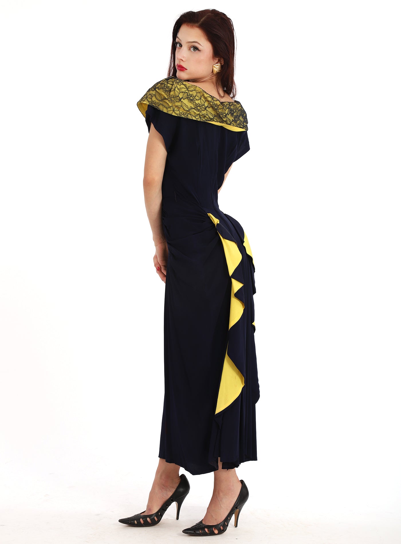 RARE Vintage 1940s Bustle Wiggle Dress