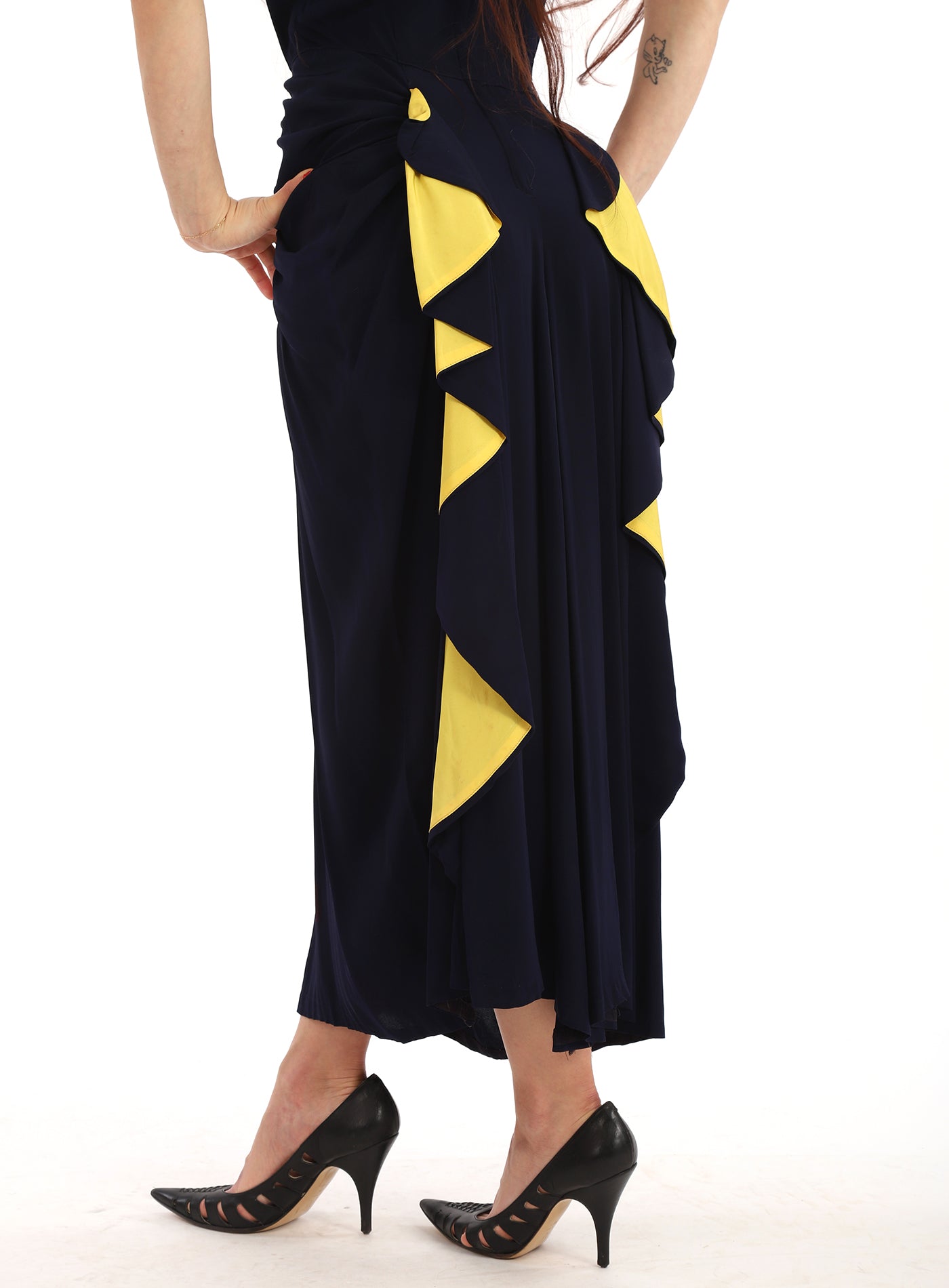 RARE Vintage 1940s Bustle Wiggle Dress