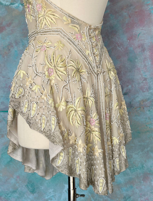 RARE 1980s Eavis and Brown Beaded Asymmetrical Corset Top