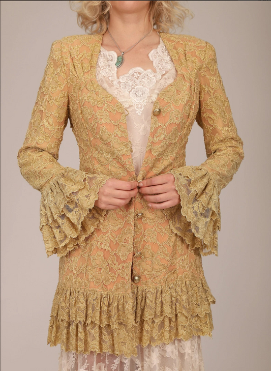 Antique Edwardian Gold Lace Pirate Sleeve Dress Jacket