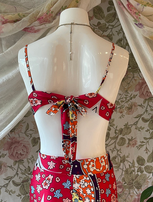 70s Cut Out Red PsychedelicBell Bottom Catsuit