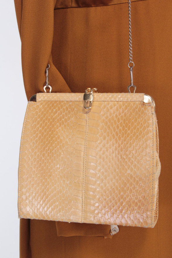 50s Ivory Snakeskin Purse Bag