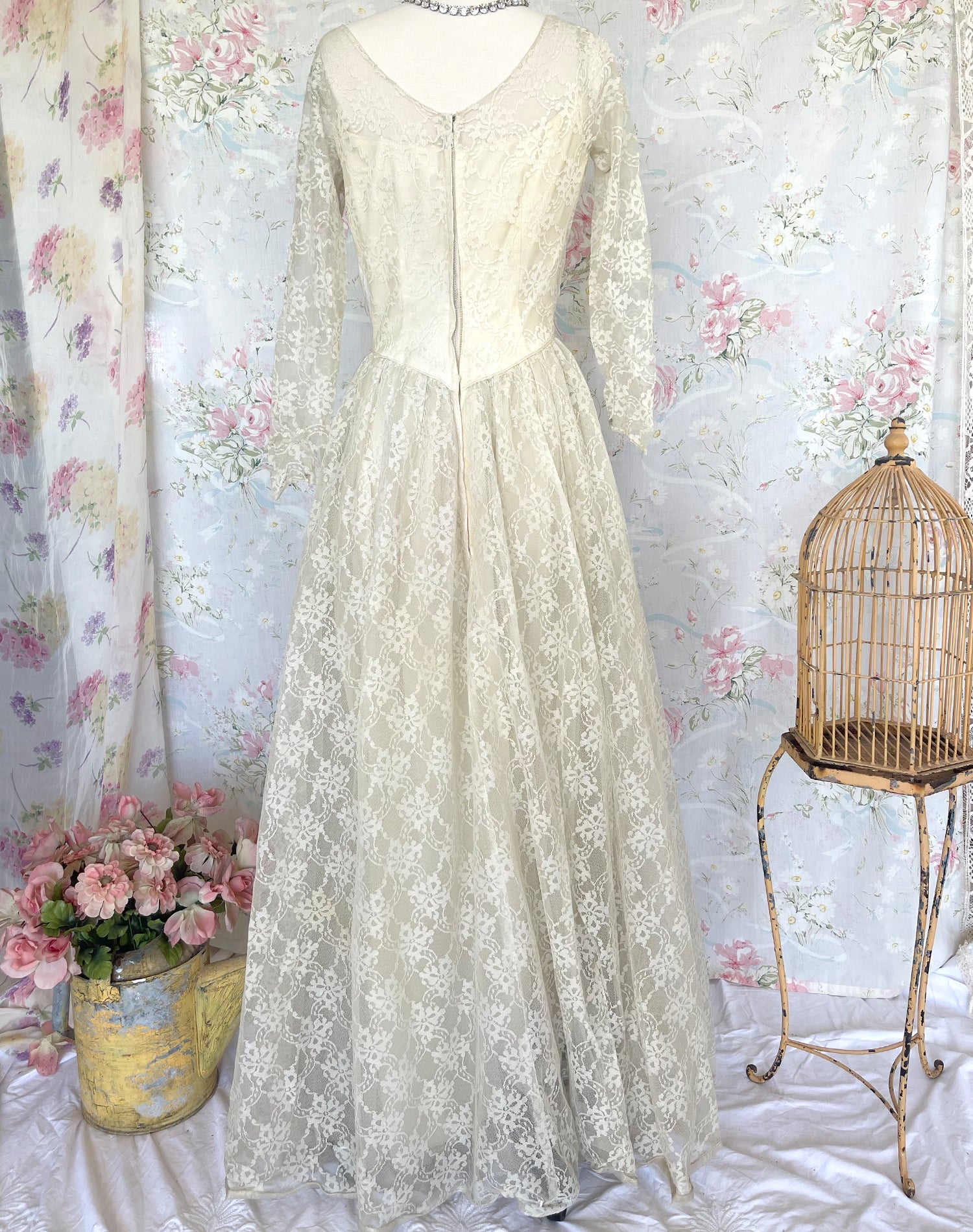 50s Ivory Lace Wedding Dress