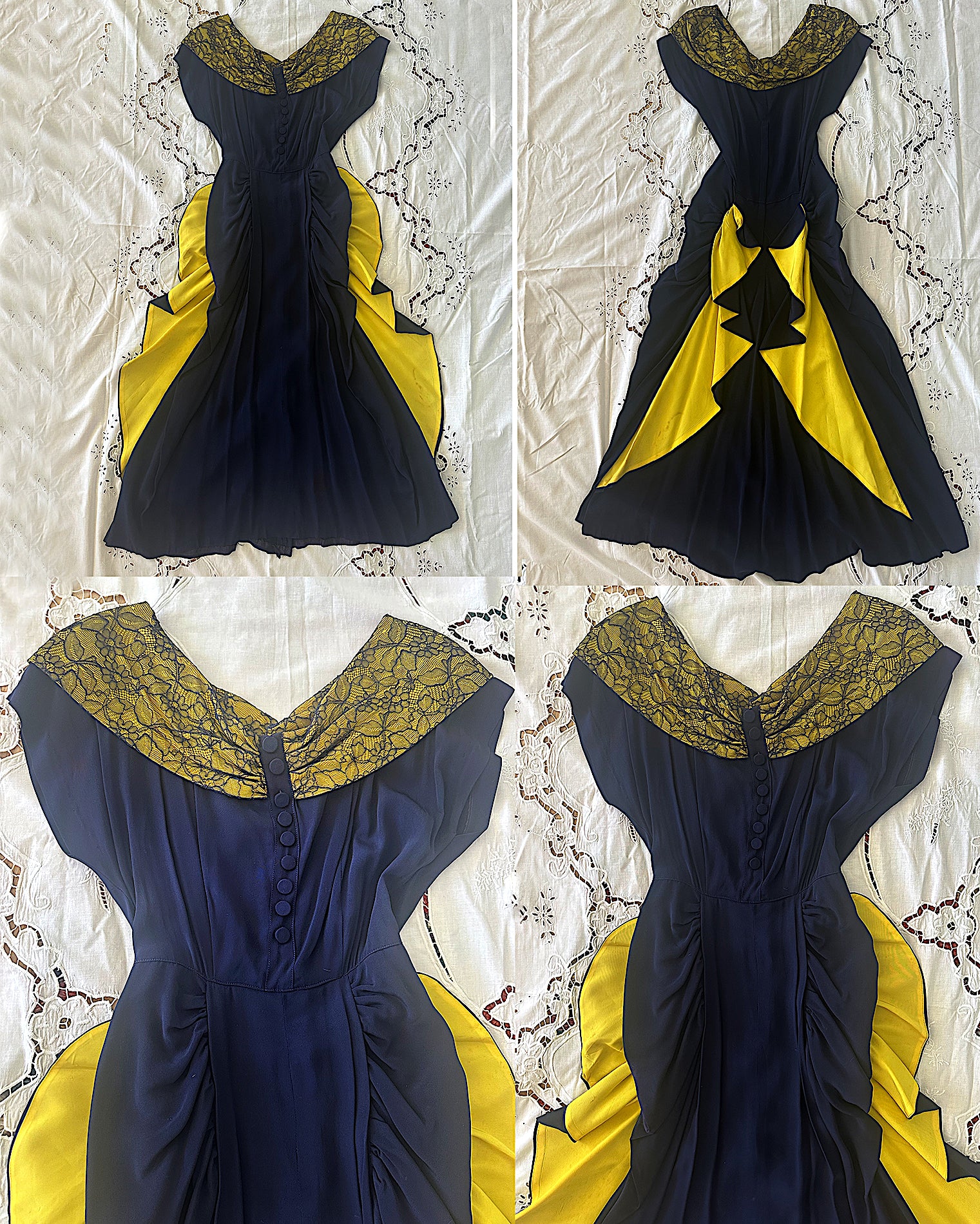 RARE Vintage 1940s Bustle Wiggle Dress