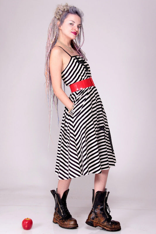 1950s Lilli Diamond Striped Swing Dress