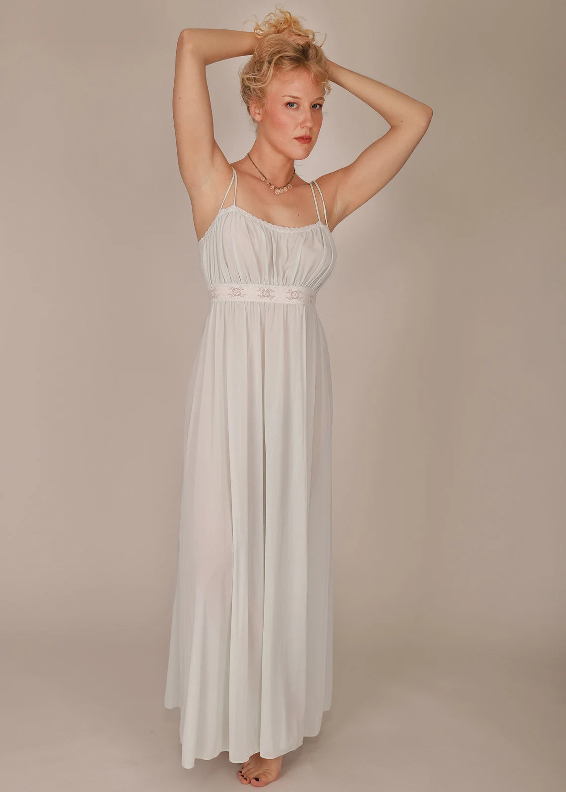 50s OLGA Blue Lace Negligee Slip Dress