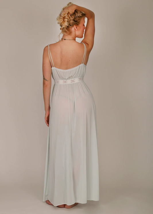 50s OLGA Blue Lace Negligee Slip Dress