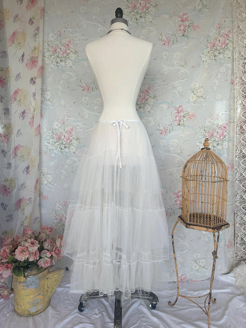 Vintage Edwardian White Tulle Petticoat Maxi Length