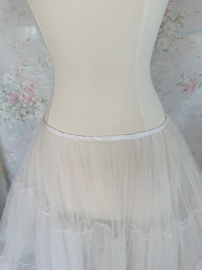 Vintage Edwardian White Tulle Petticoat Maxi Length