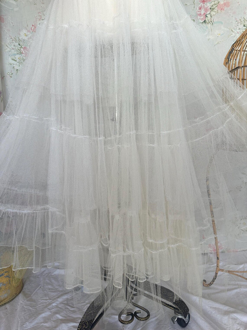 Vintage Edwardian White Tulle Petticoat Maxi Length