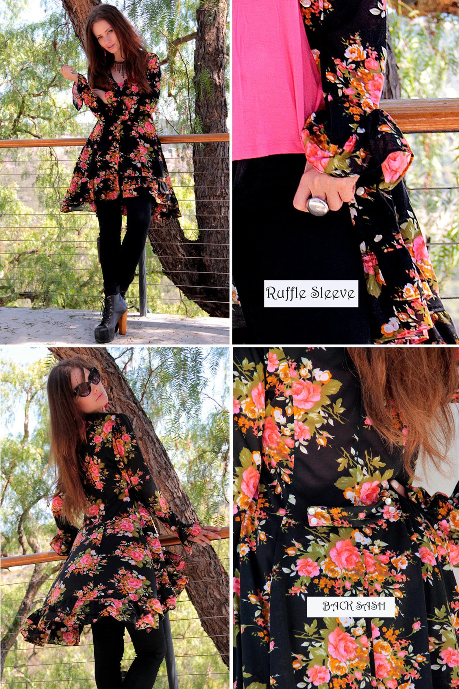 Pink and Black Floral Pirate Dress Jacket