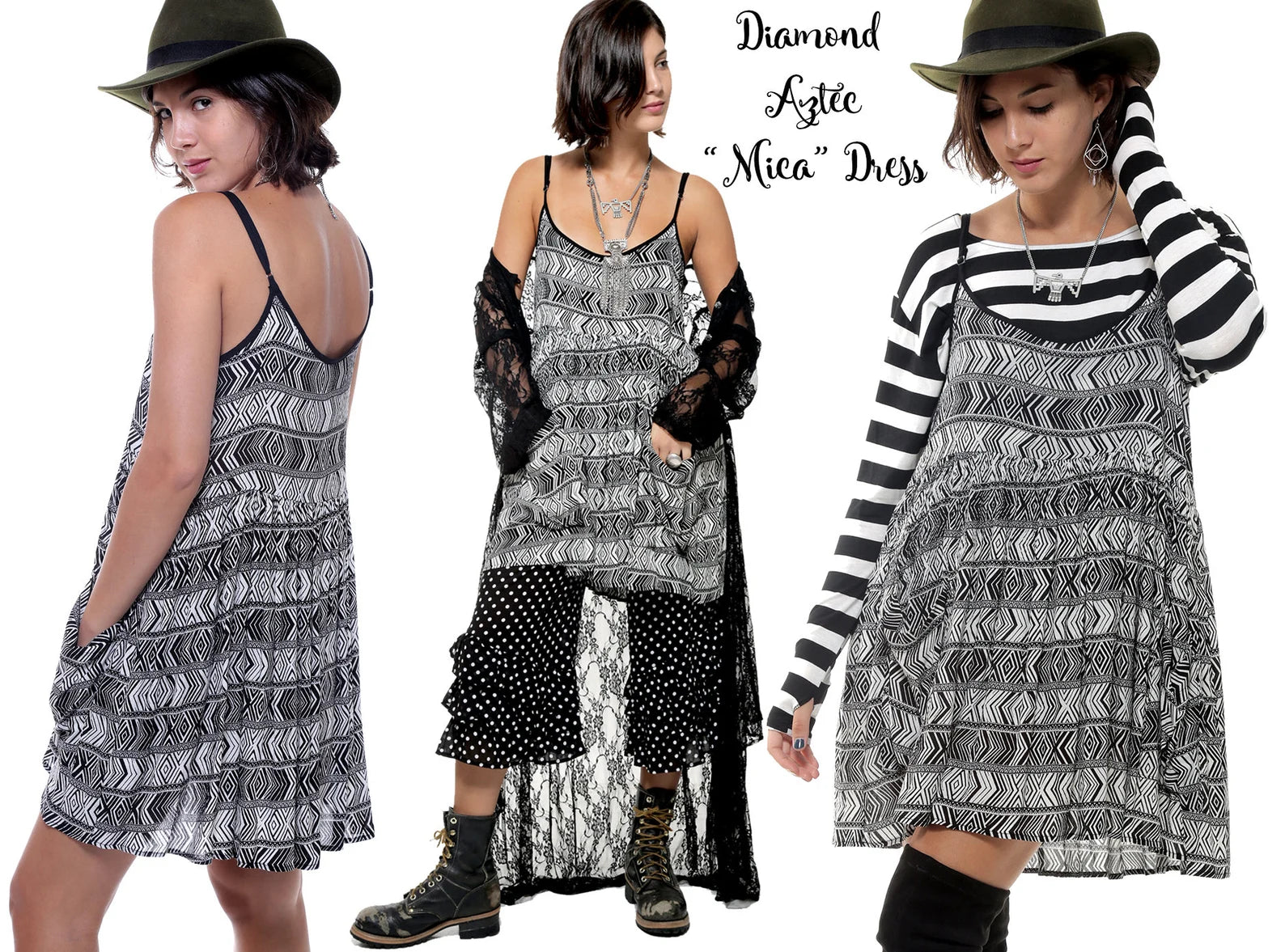 Black and White Aztec Babydoll Dress