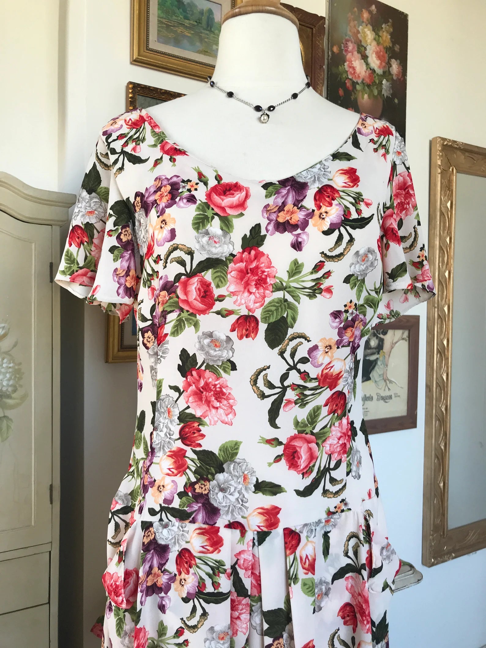 Floral Vintage Style Drop Waist Dress