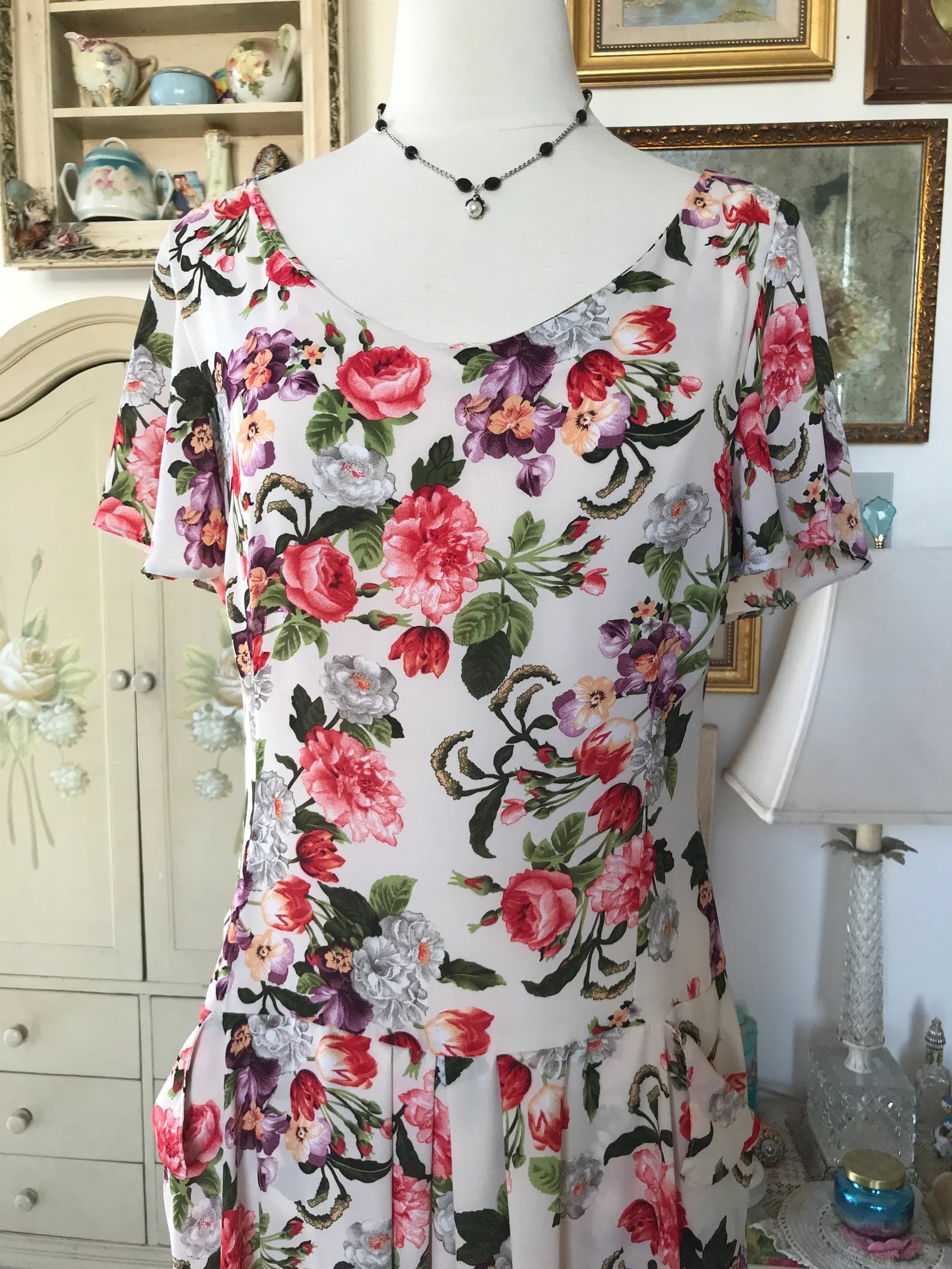 Floral Vintage Style Drop Waist Dress