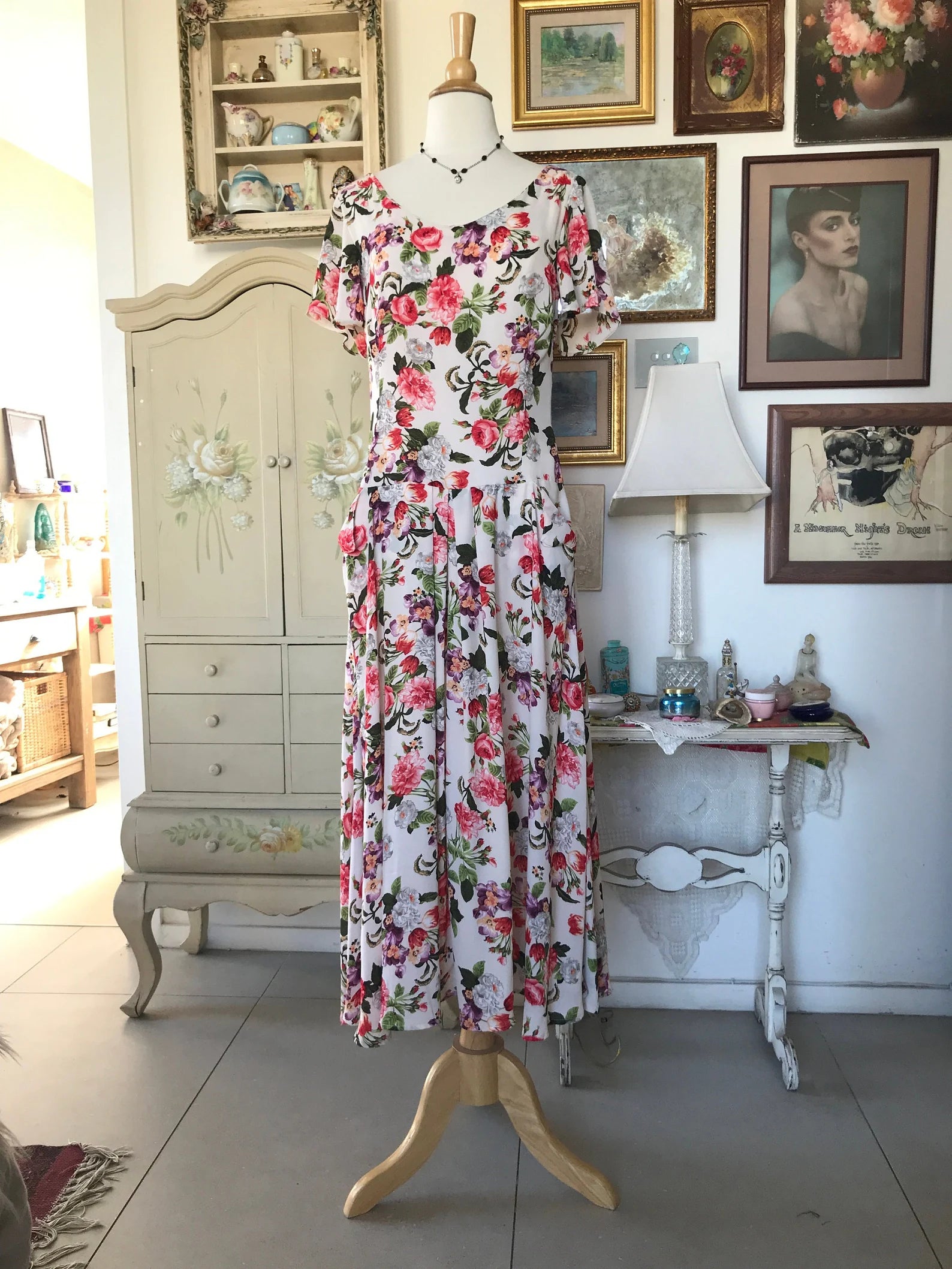 Floral Vintage Style Drop Waist Dress