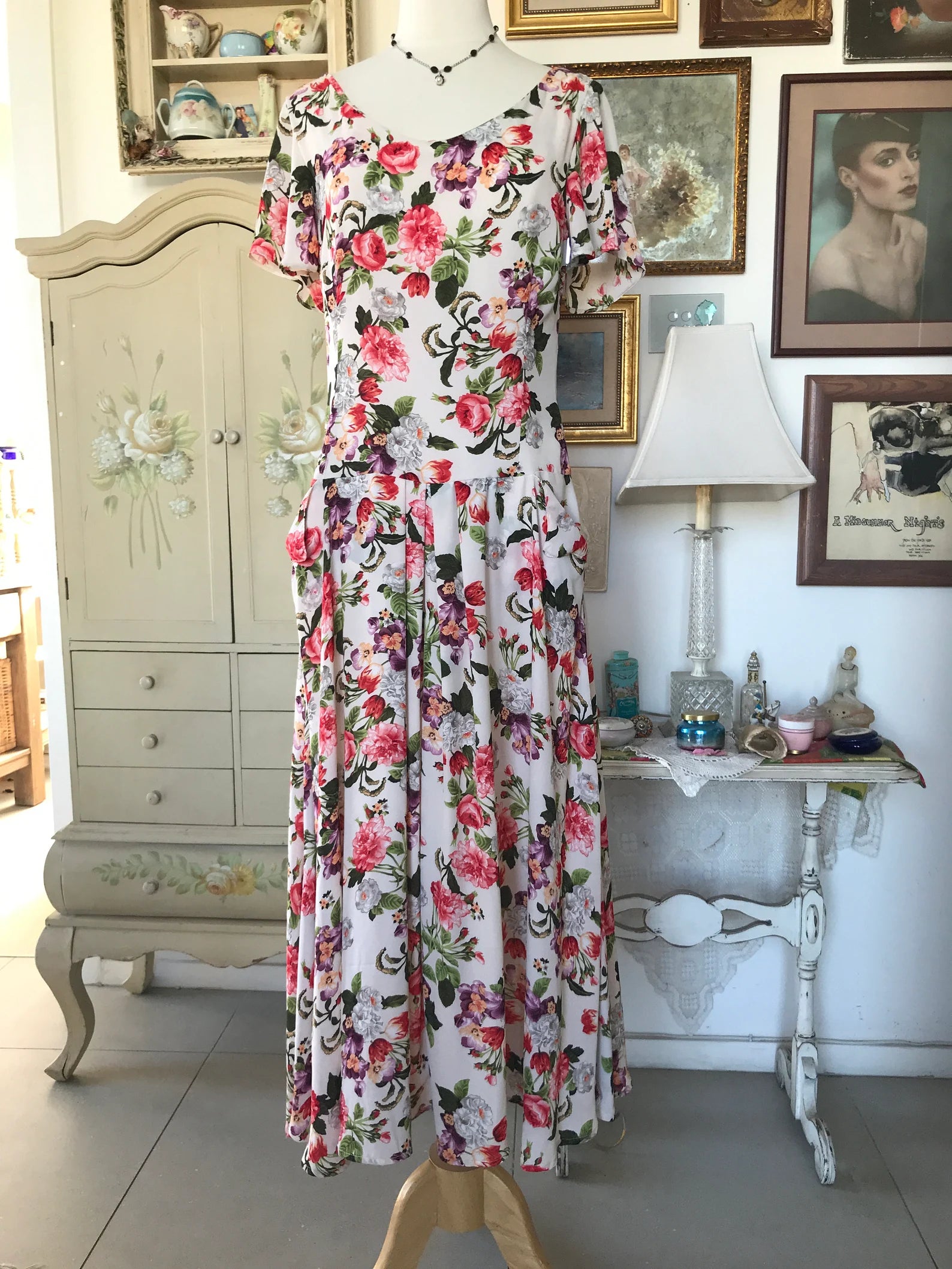 Floral Vintage Style Drop Waist Dress