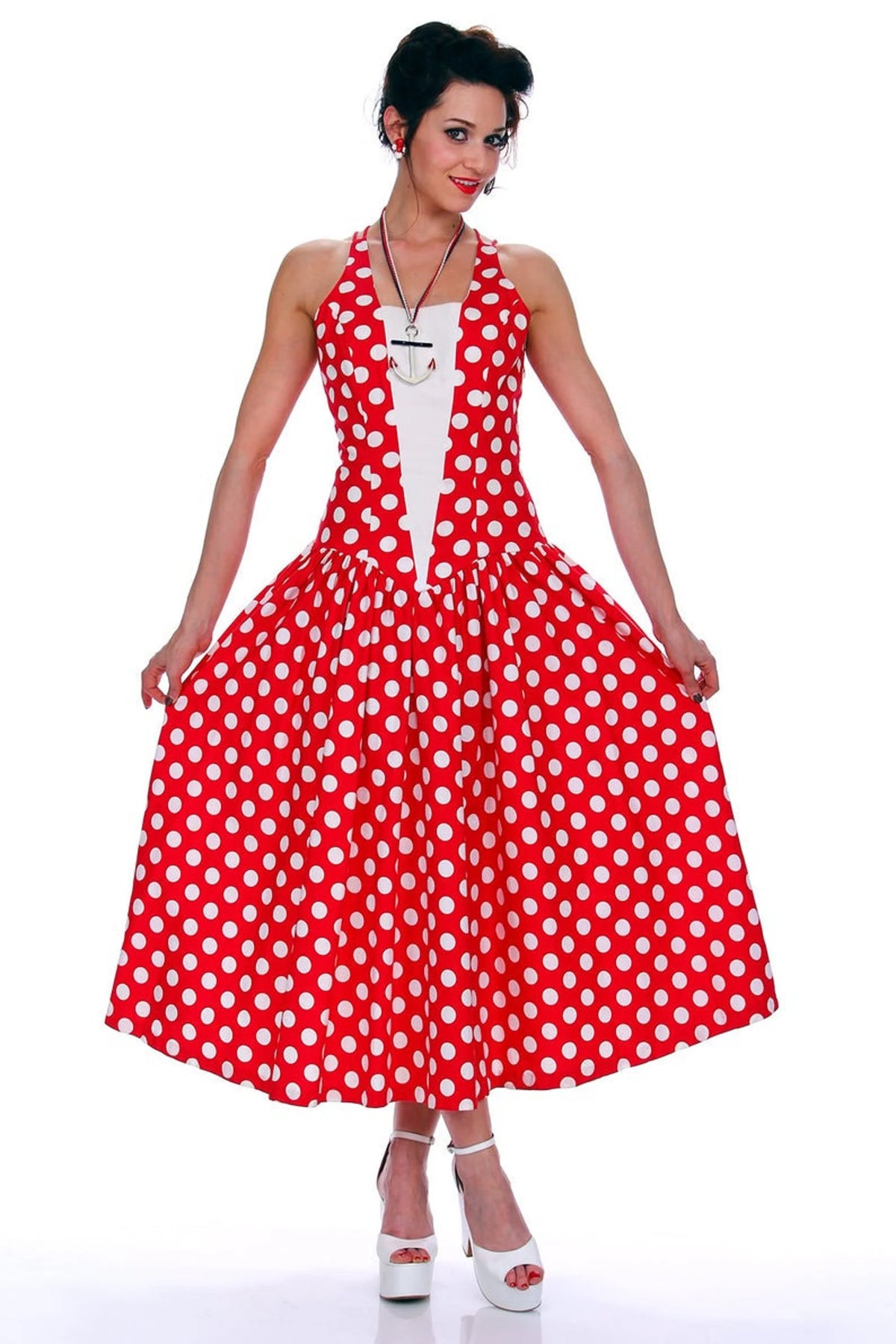 80s Retro Red Polka Dot Dress