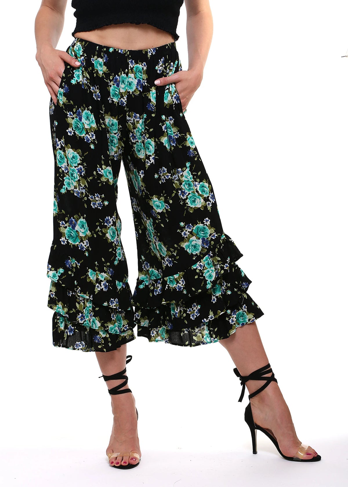 COURTNEY Black And Green Floral PantalOOnies
