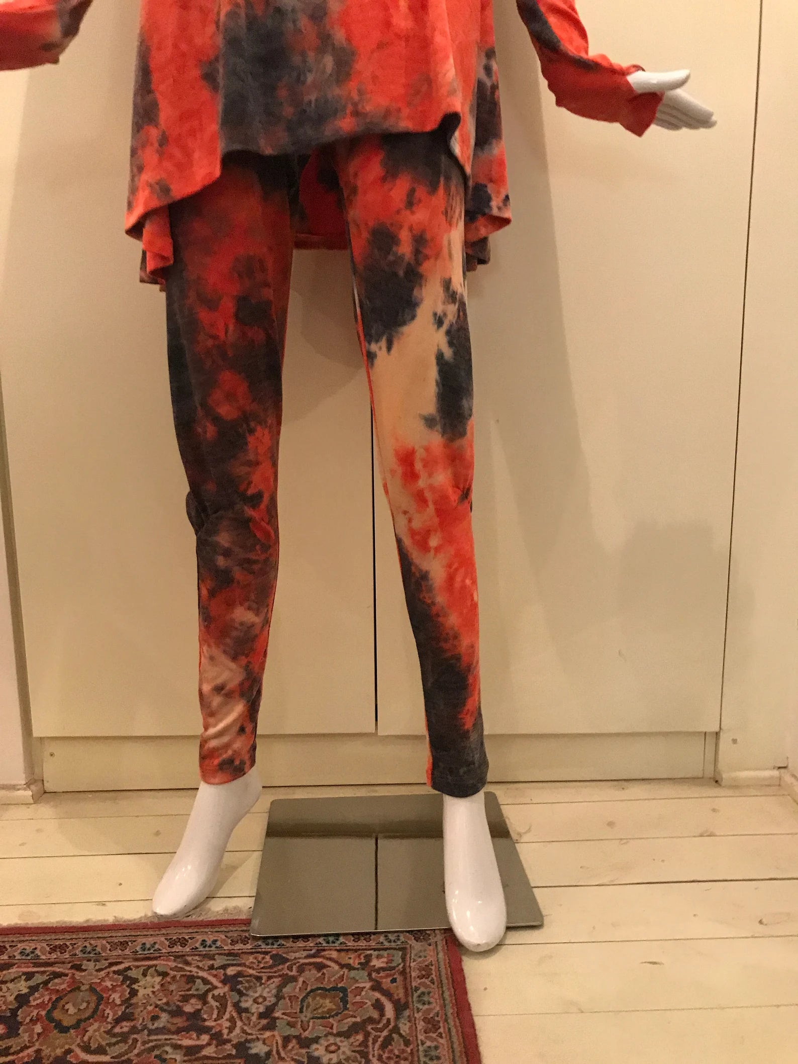 Orange Tie Dye Slouchy Pants with Pockets/ Yoga Pants