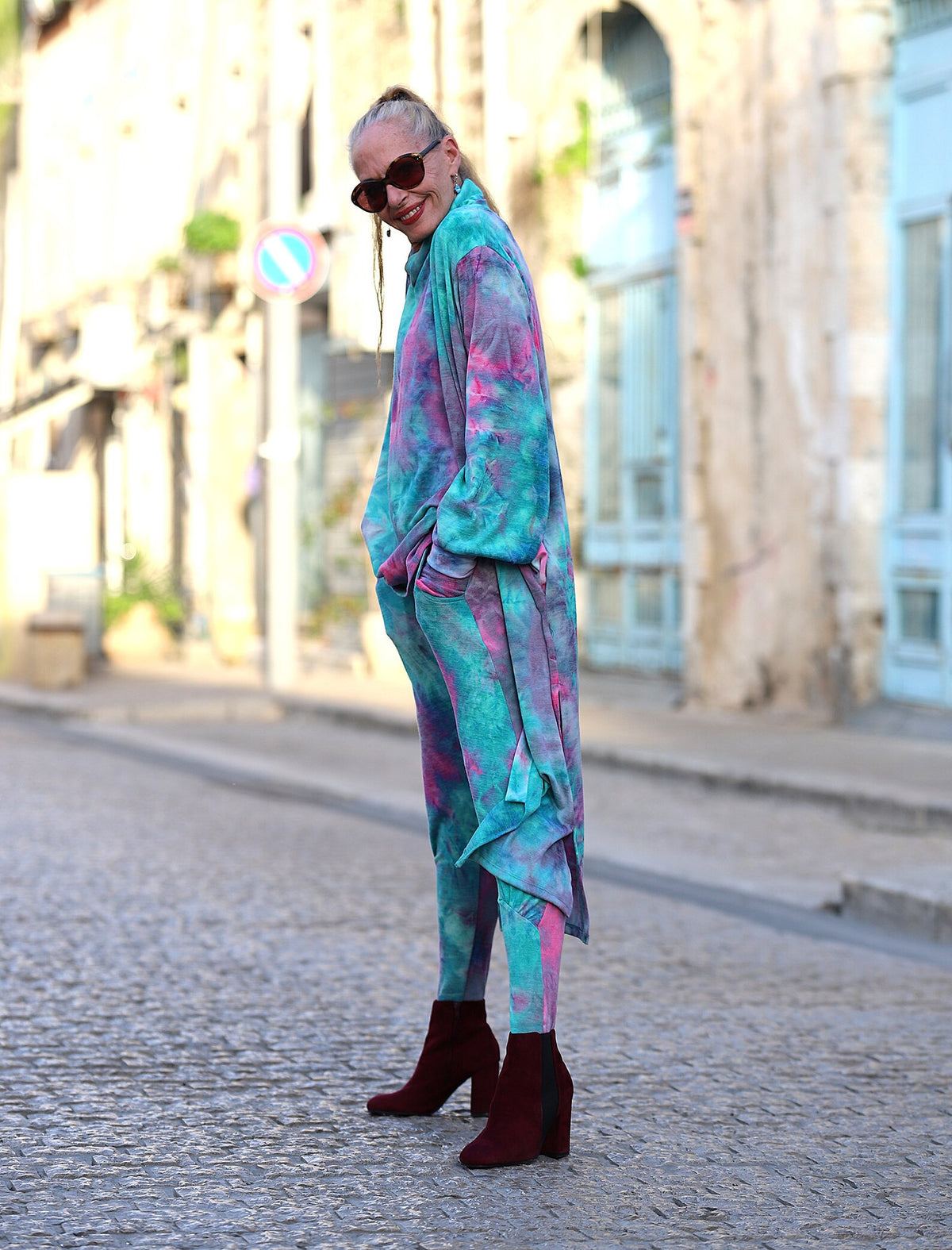 Turquoise Tie Dye Duster with Pockets