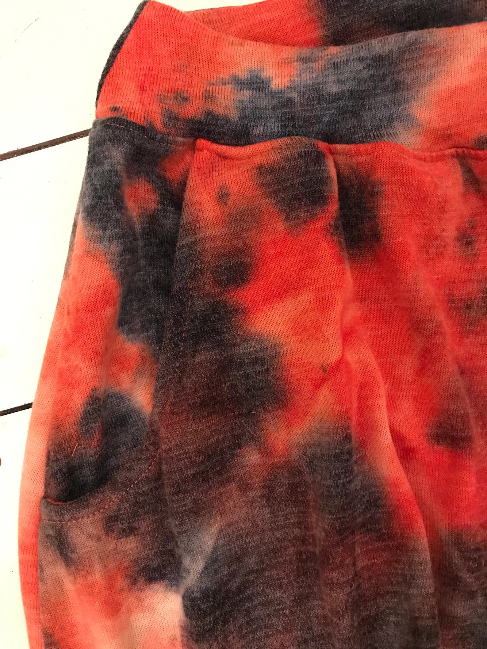 Orange Tie Dye Slouchy Pants with Pockets/ Yoga Pants