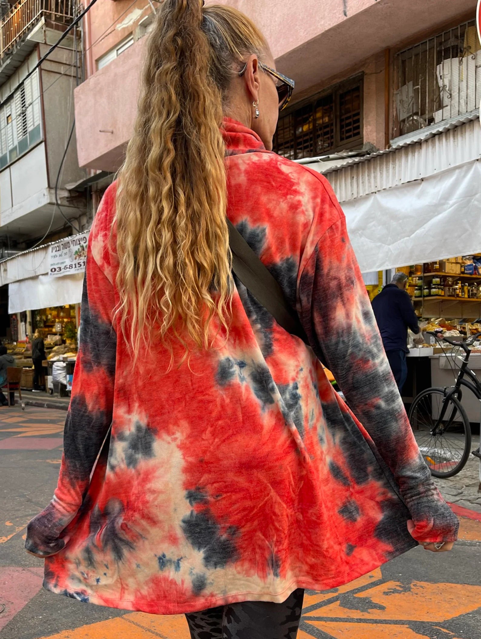 Orange Fantasy Tie Dye Cowl Neck