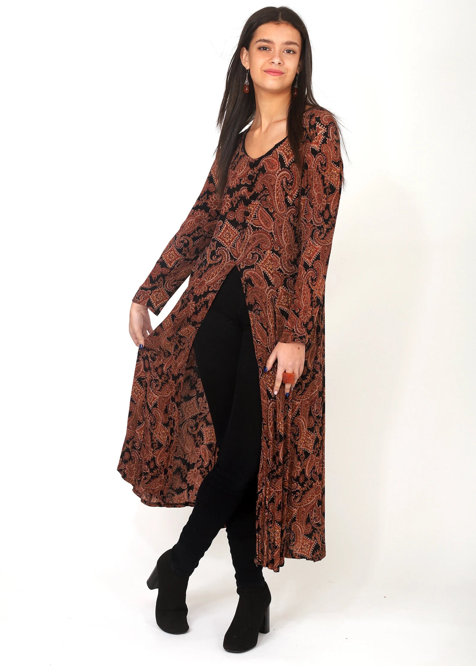 Brown Paisley Gauze Dress 80'