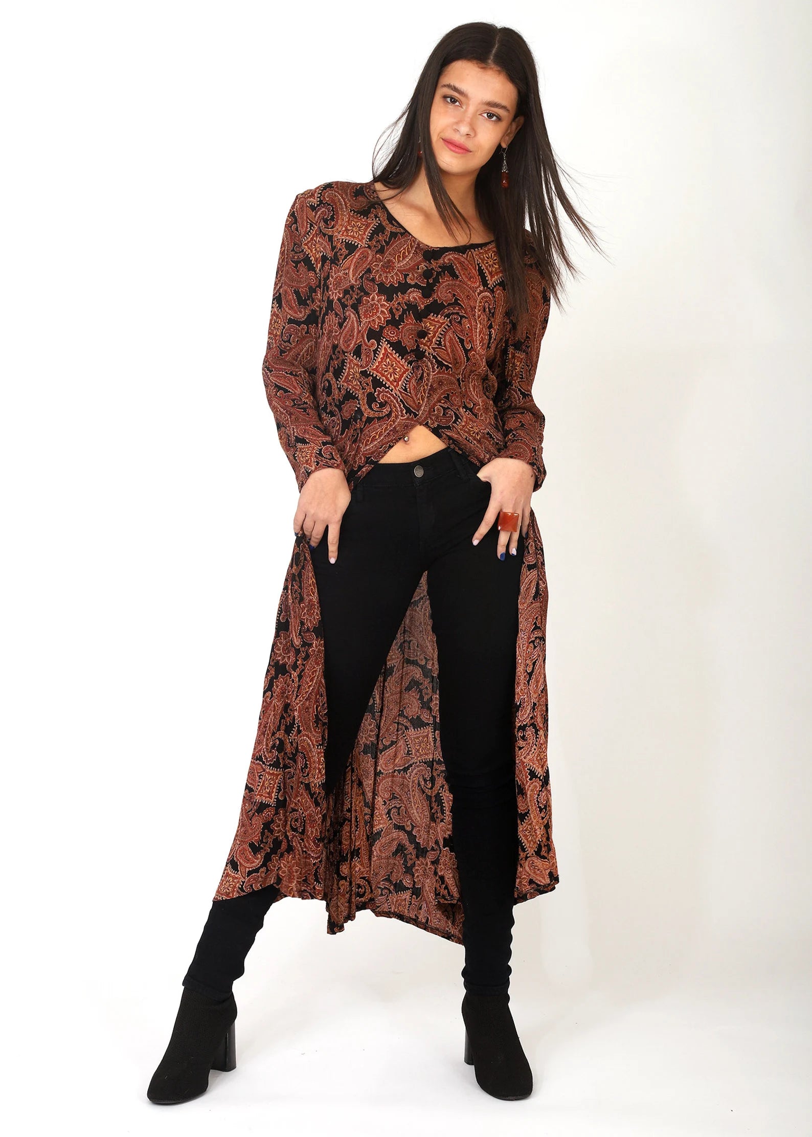 Brown Paisley Gauze Dress 80'