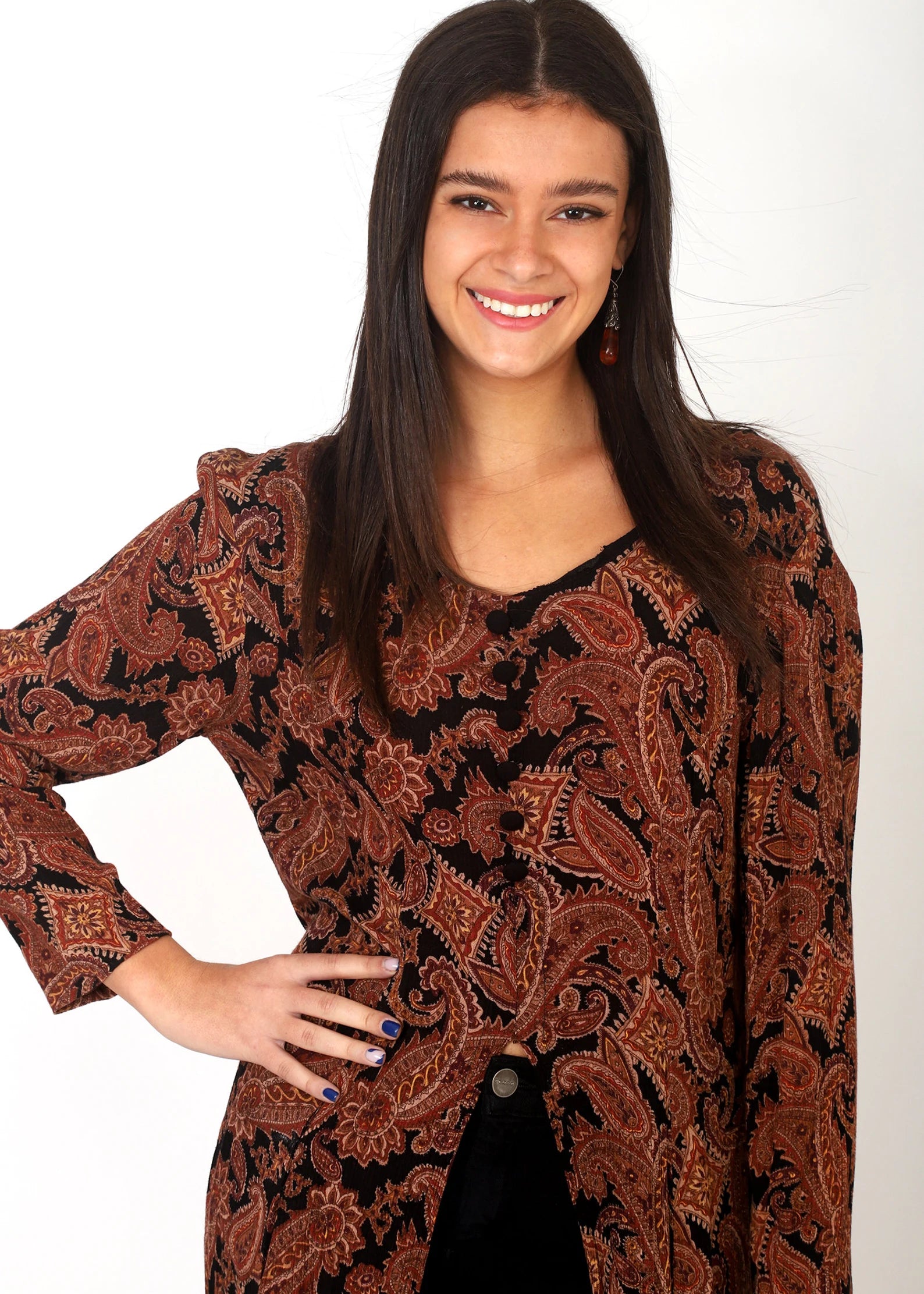 Brown Paisley Gauze Dress 80'