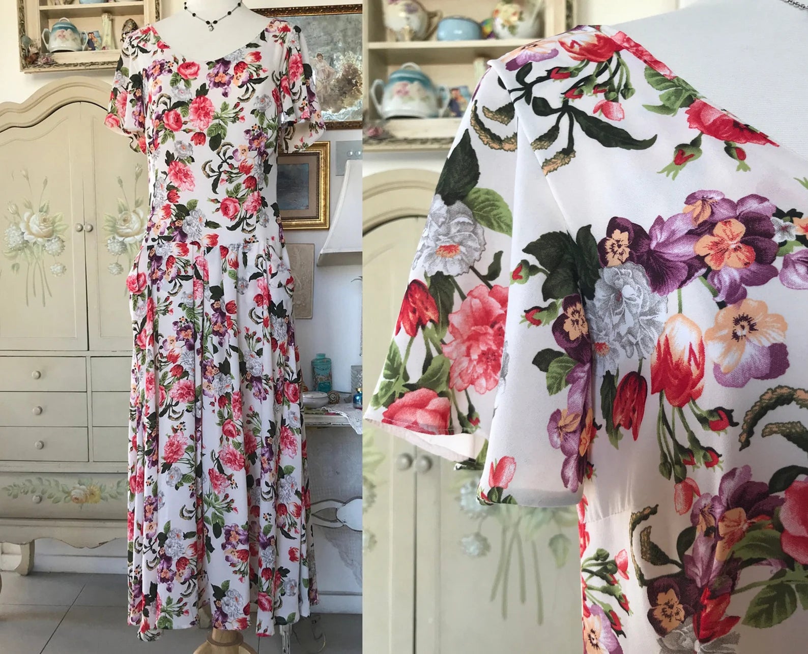 Floral Vintage Style Drop Waist Dress